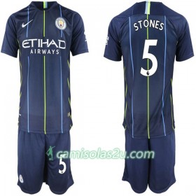 Camisolas de Futebol Manchester City Stones 5 Criança Equipamento Alternativa 2018/19 Manga Curta